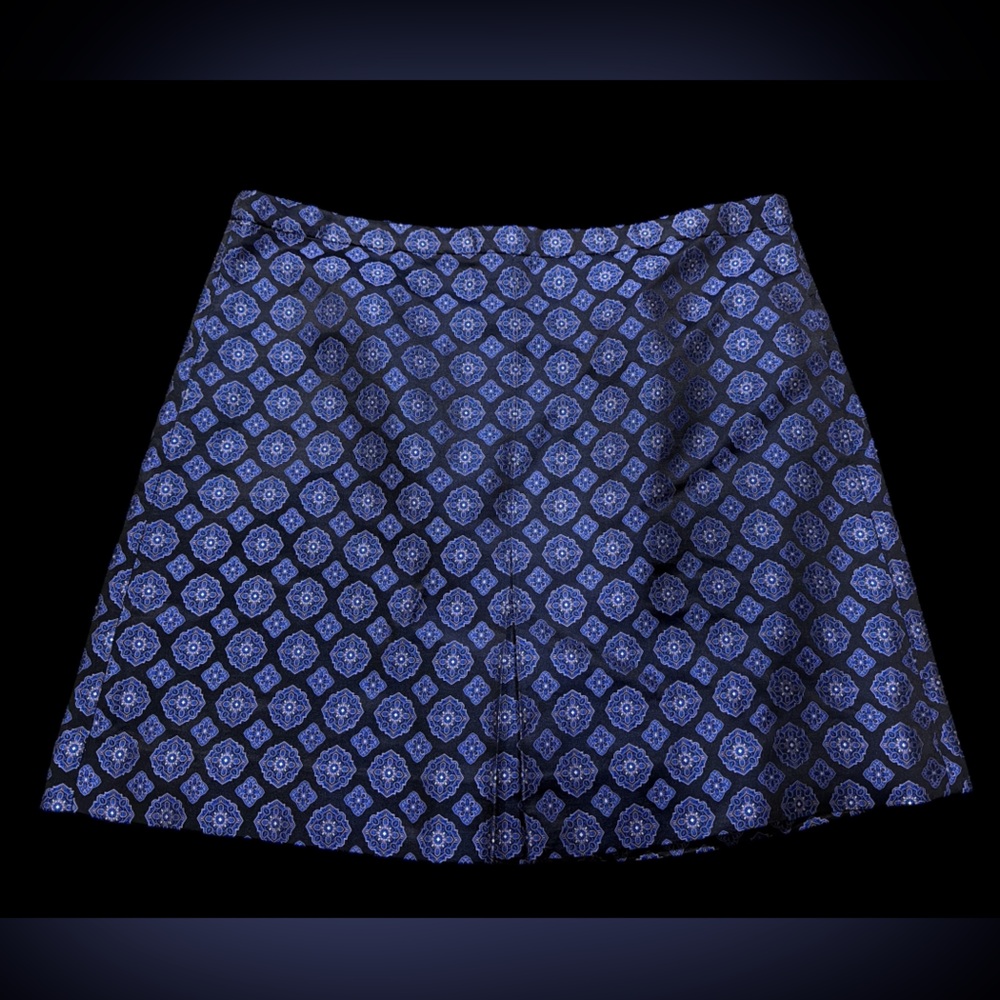 J. Crew Size 10 Silk Lined Cobalt Blue Geometric Tile Skirt